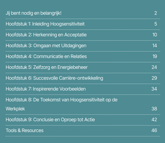 Inhoudsopgave ebook